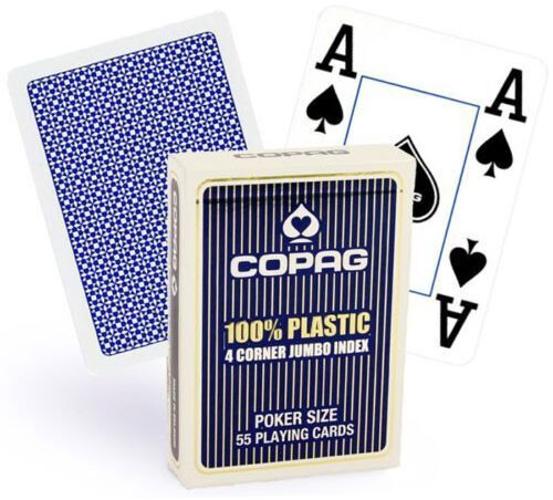 Copag Kortlek Pokersize Blå 100% Plast Förvara Tall 52 kort