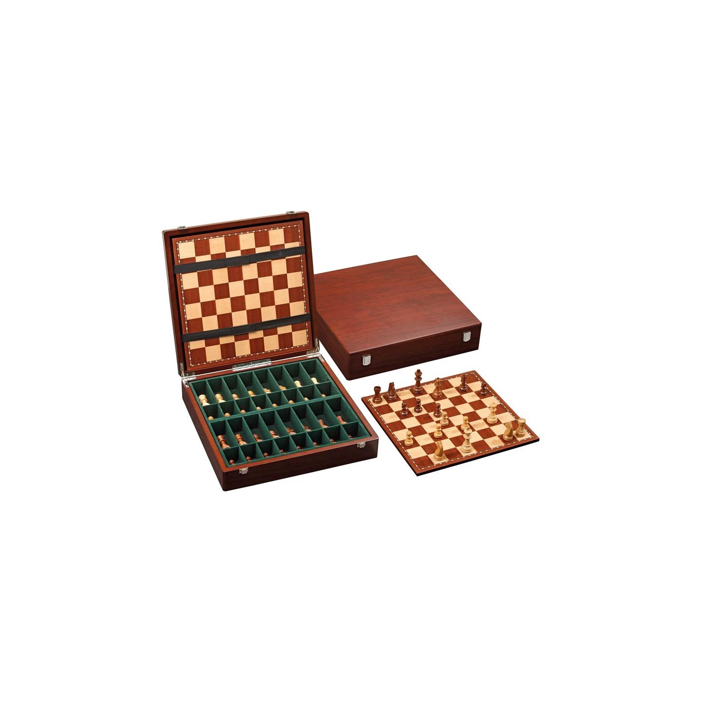 Schack Lyxigt set m/ pjäser och låda 39x39cm - 45mm fält - Kung 78mm