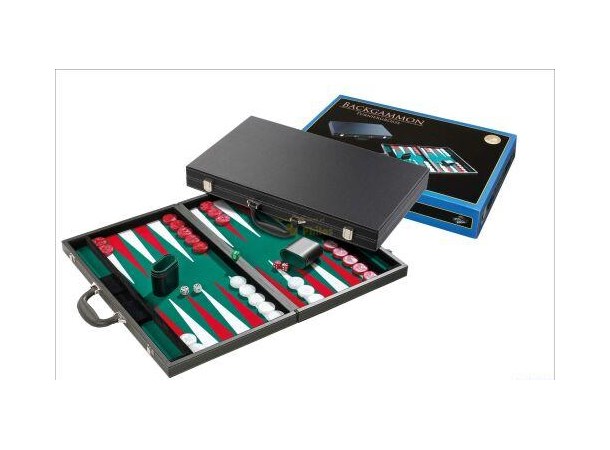 Backgammon Komplett 45 cm Tournament Slitstark vadderad vinyl 