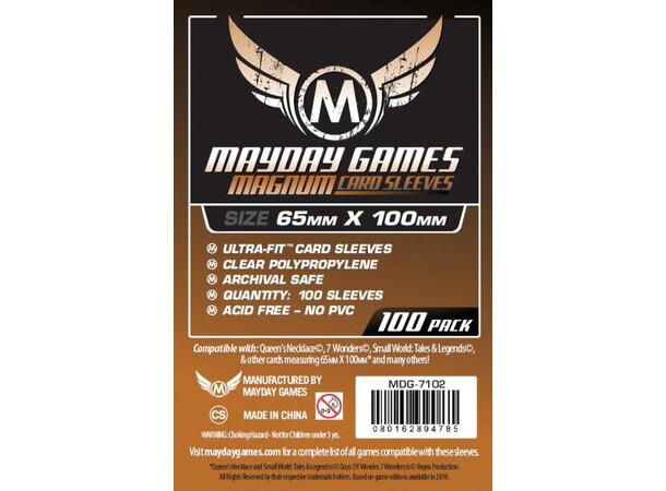 Brädspel Kortskydd 100st 65x100mm Mayday Magnum UltraFit Copper 