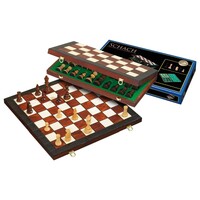 Schack i trä m/ pjäser Hopfällbart 40x40 45mm fält - kung 78mm