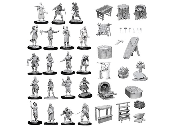 D&D Figur Deep Cuts Townspeople & Acces Miniatyrfigurer för din D&D-kampanj 