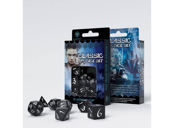 RPG Dice Set Black 7 st Tärningsset för rollspel 