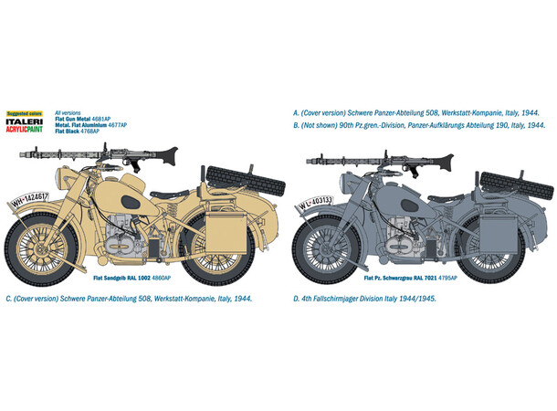BMW R75 German Military Motorcycle Italeri 1:9 Byggsats 