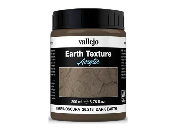 Vallejo Texture Dark Earth 200ml Earth Texture Acrylic 