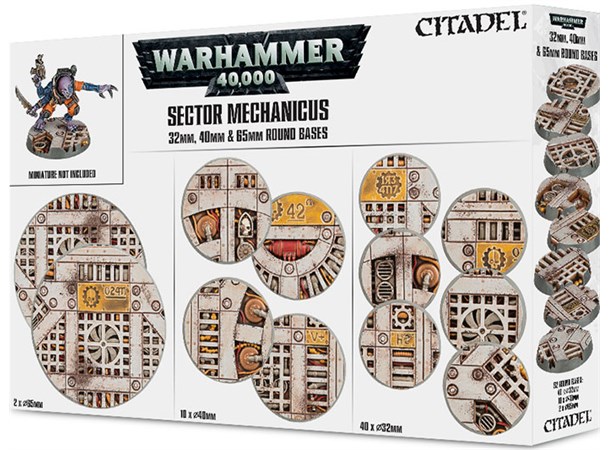 Sector Mechanicus 32/40/65mm Round Bases Warhammer 40K - Industrial Bases 