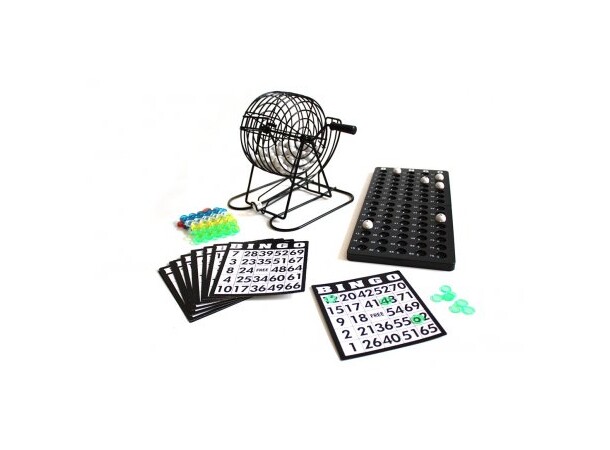 Bingo Spel Komplett Med metallbur, brickor och blockar 