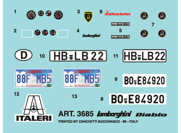 Lamborghini Diablo Italeri 1:24 Byggsats 