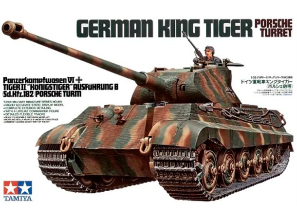 German King Tiger Porsche Turret Tamiya 1:35 Byggsats 