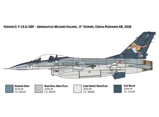 F-16 A Fighting Falcon 31,5 cm Italeri 1:48 Byggsats 