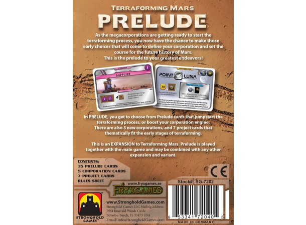 Terraforming Mars Prelude Exp - Engelsk Expansion till Terraforming Mars 