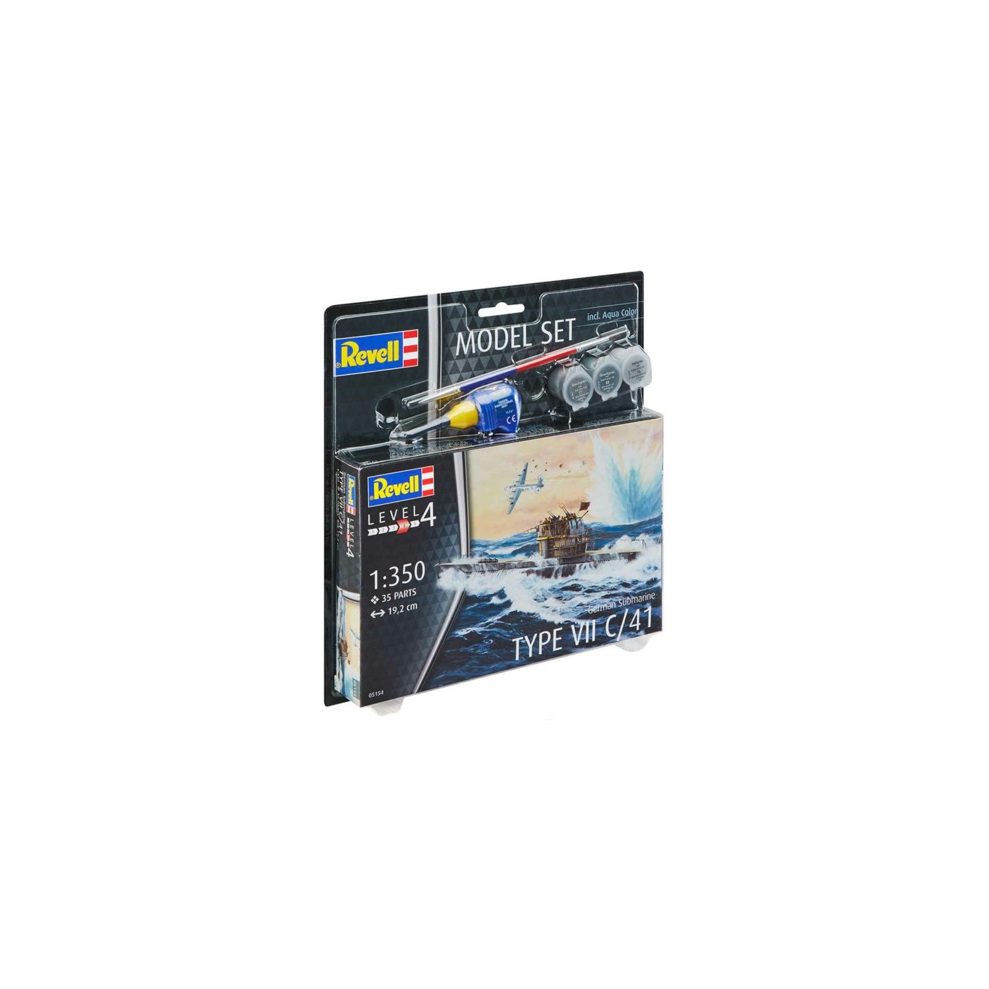 German Submarine Type VII C/41 Starter Revell 1:350 Byggsats Starter Set