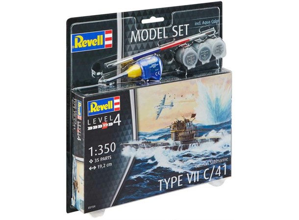 German Submarine Type VII C/41 Starter Revell 1:350 Byggsats Starter Set 