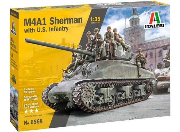 M4A1 Sherman with US Infantry Italeri 1:35 Byggsats 