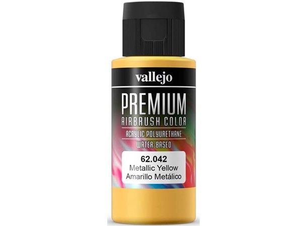 Vallejo Premium Metallic Yellow 60ml Premium Airbrush Color - Metallic 