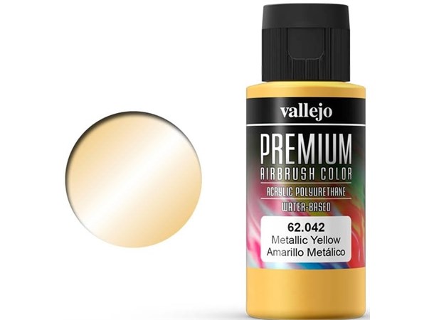 Vallejo Premium Metallic Yellow 60ml Premium Airbrush Color - Metallic 