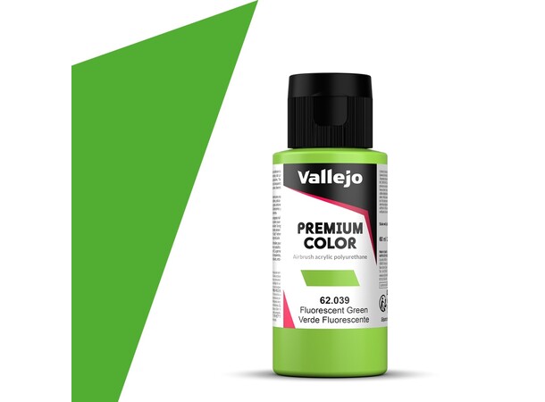 Vallejo Premium Fluo Green 60ml Premium Airbrush Color - Fluorescent 