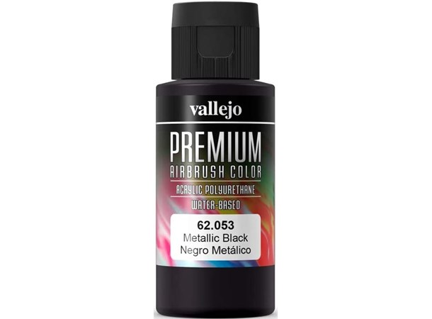 Vallejo Premium Metallic Black 60ml Premium Airbrush Color - Metallic 