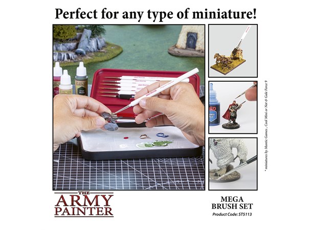 Wargames Mega Brush Set Army Painter - 10 kvalitetspenslar 