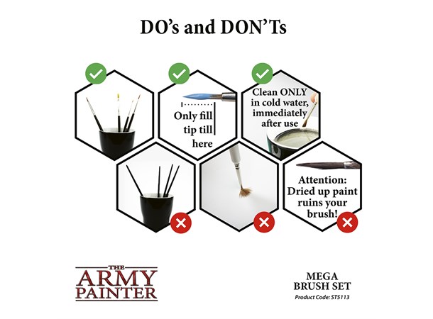 Wargames Mega Brush Set Army Painter - 10 kvalitetspenslar 