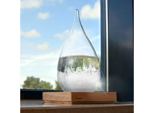 Storm Drop - Väderindikator- 22 cm hög Glas/trä 