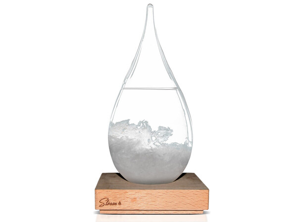 Storm Drop - Väderindikator- 22 cm hög Glas/trä 