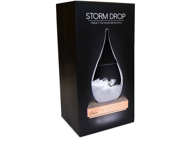 Storm Drop - Väderindikator- 22 cm hög Glas/trä 