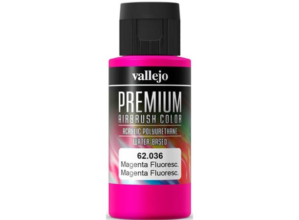 Vallejo Premium Fluo Magenta 60ml Premium Airbrush Color - Fluorescent 