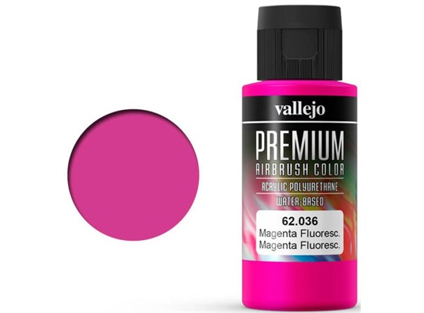 Vallejo Premium Fluo Magenta 60ml Premium Airbrush Color - Fluorescent 