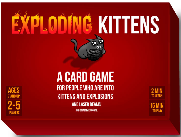 Exploding Kittens Kortspel Engelsk Original baksida, lämplig till exp.