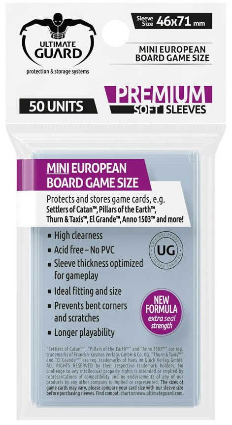 Brädspel Kortskydd 50st 46x71mm Mini European - Ultimate Guard