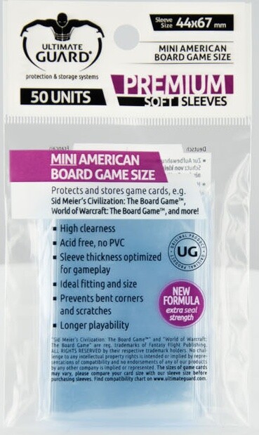 Brädspel Kortskydd 50st 44x67 mm Klar Mini American Ultimate Guard