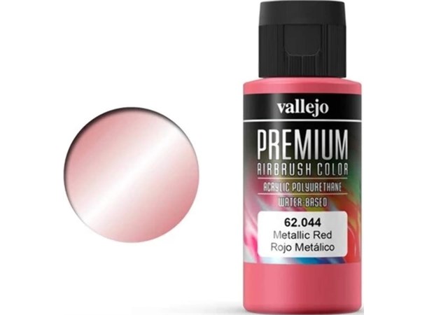Vallejo Premium Metallic Red 60ml Premium Airbrush Color - Metallic 
