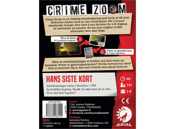 Crime Zoom Hans Siste Kort Brettspill 