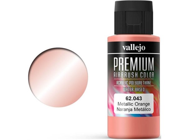 Vallejo Premium Metallic Orange 60ml Premium Airbrush Color - Metallic 