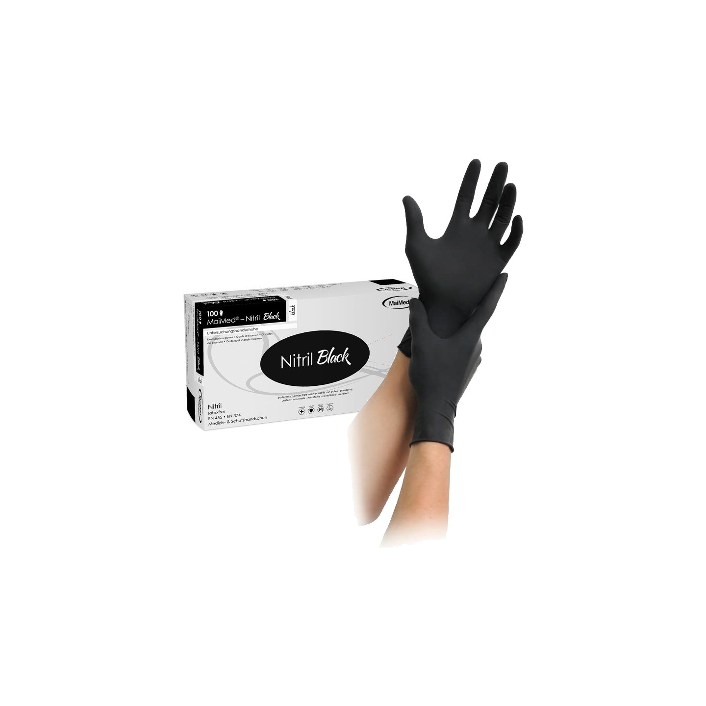 Engångshandskar opulveriserade 100 st M Airbrush- / målarhandske - svart, nitril