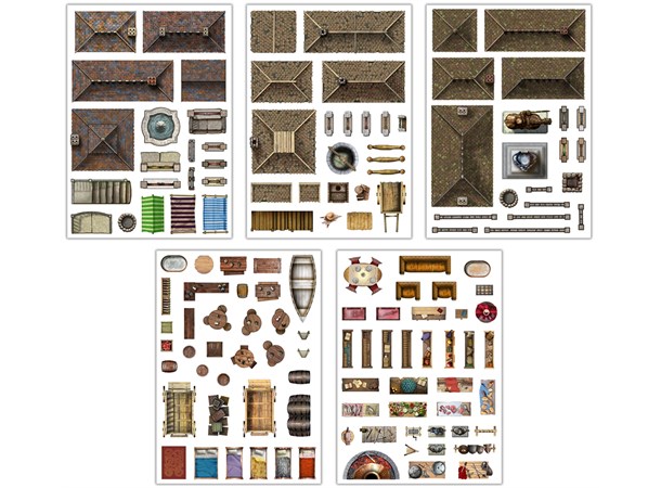 Book Of Battlemats ADD-ON Town Trimming Klistermärken till Book of Battlemats 