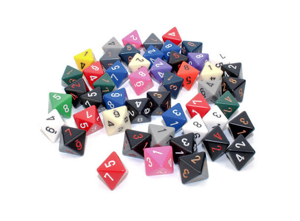 RPG Dice D8 Åttasidig tärning - 50 st Påse med blandade färger 