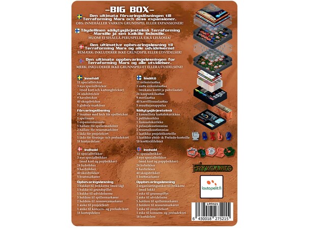 Terraforming Mars Big Box Storage box m/ 90 stk 3D tiles 