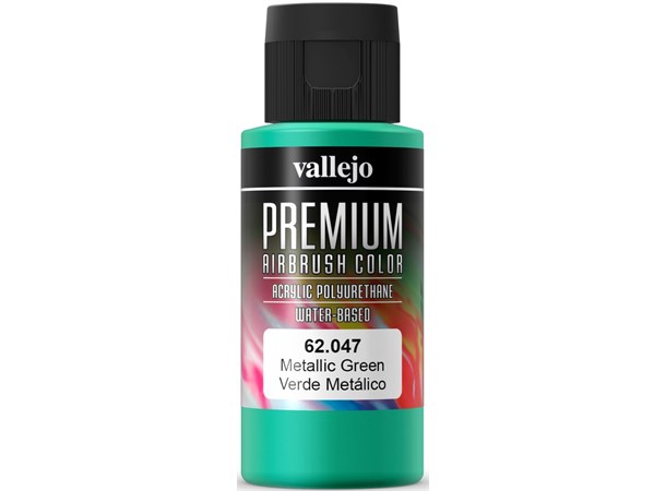 Vallejo Premium Metallic Green 60ml Premium Airbrush Color - Metallic 