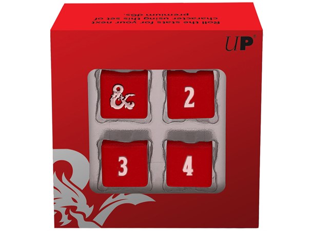 RPG Terning D&D Dice D6 Metal Red/White D6 terninger til rollespill - 4 stk 