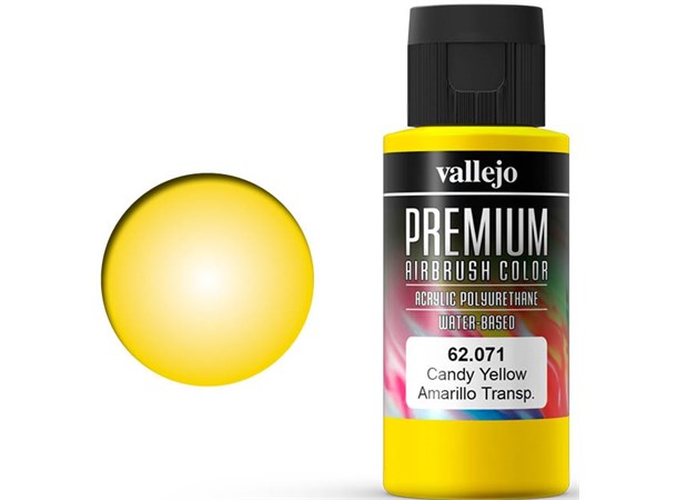 Vallejo Premium Candy Yellow 60ml Premium Airbrush Color - Candy 