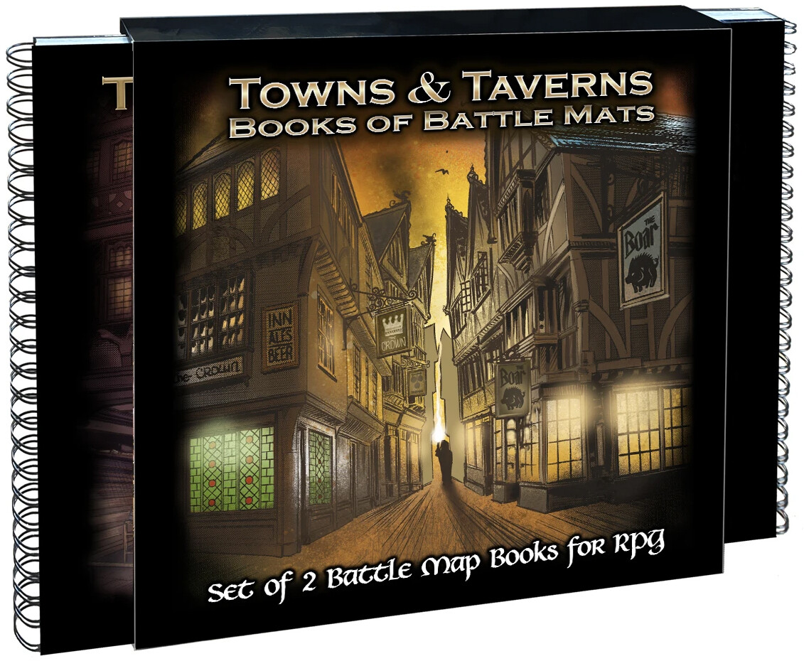 Book Of Battle Mats Towns & Taverns Spiralbunden - 2,5 cm rutnät