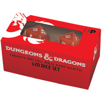 RPG Tärning D&D Dice D20 Metal Red/White D20-tärningar för rollspel - 2 st