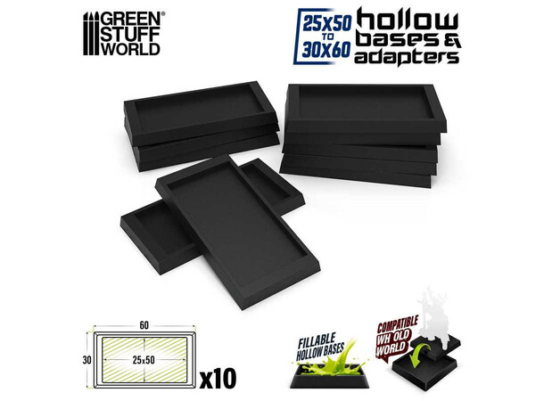 Hollow Plastic Bases 30x60mm Green Stuff World - Till Old World 