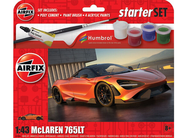 McLaren 765LT Starter Set Airfix 1:43 Byggsats 11 cm 