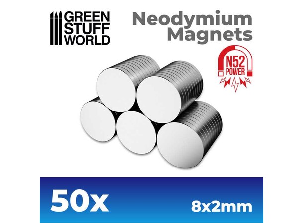 Neodymium Magnet 8x2mm - 50 st Green Stuff World 