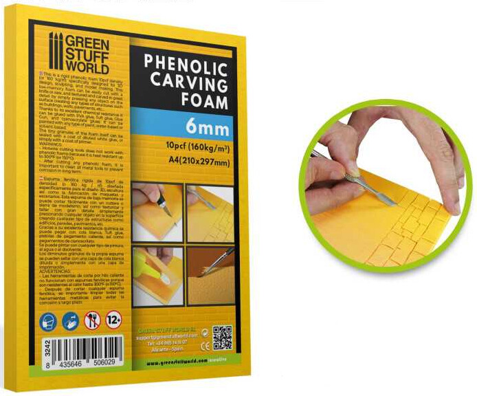 Phenolic Carving Foam 6mm - A4 (2 st) Green Stuff World