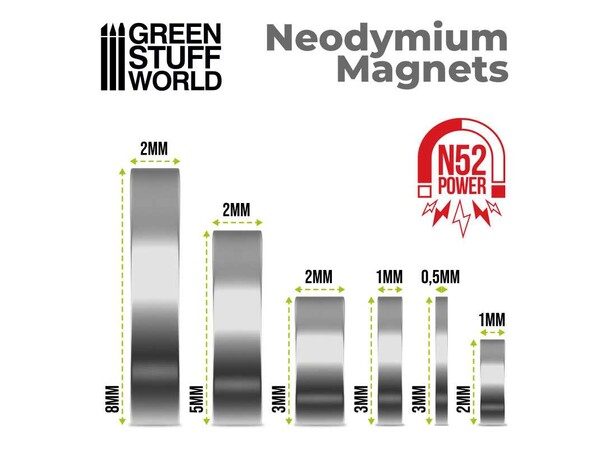 Neodymium Magnet 3x1mm - 100 st Green Stuff World 