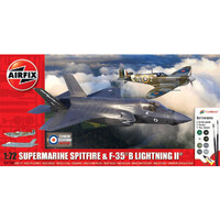 Spitfire/F-35B Lightning II Starter Set Airfix 1:72 Byggsats 22 cm Then and Now